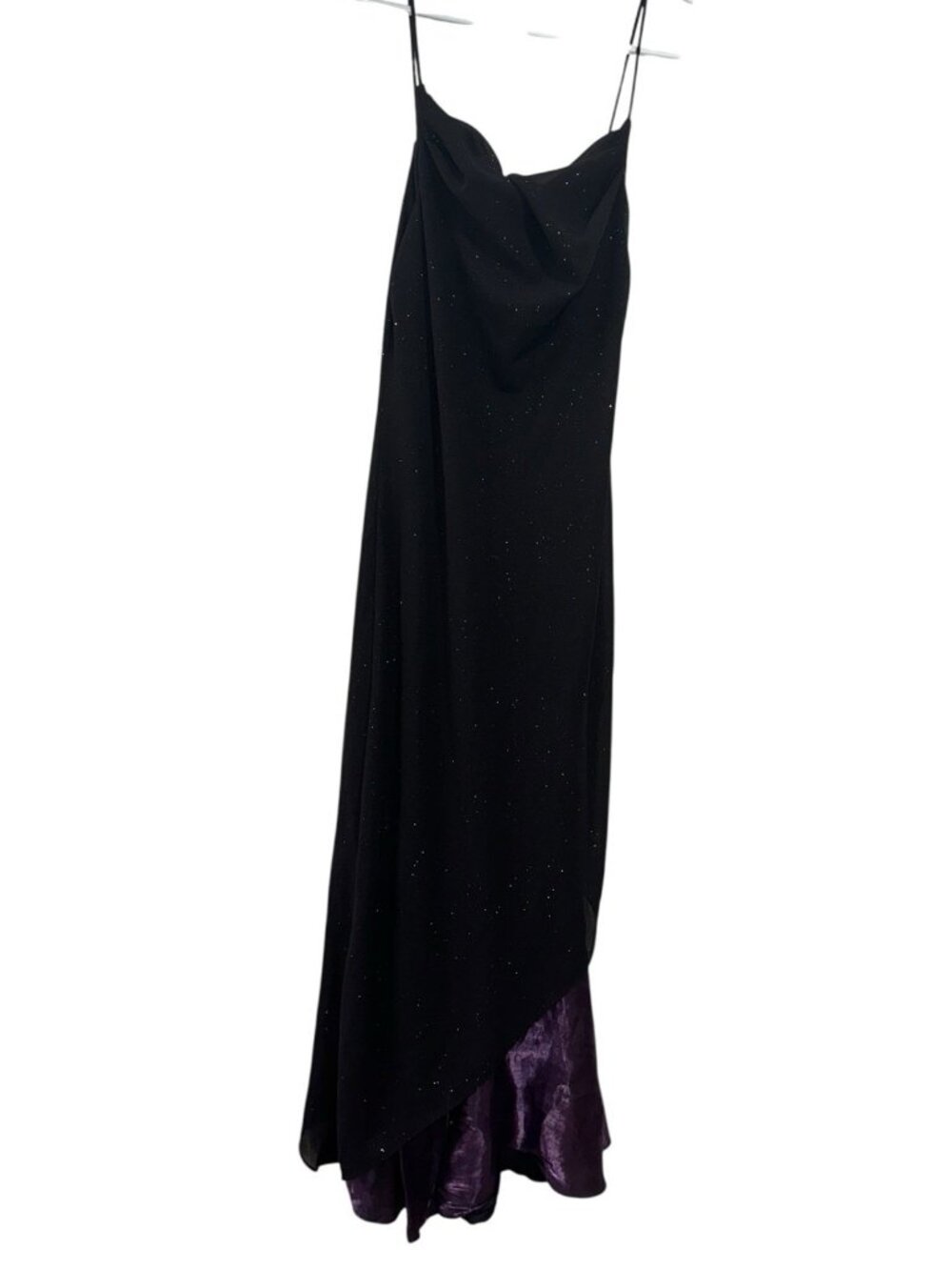 Vintage 90s Onyx Nite Maxi Prom Dress Sz 10 Black Purple Sparkle Goth